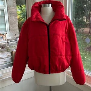 Bright Red simple Puffer jacket size large